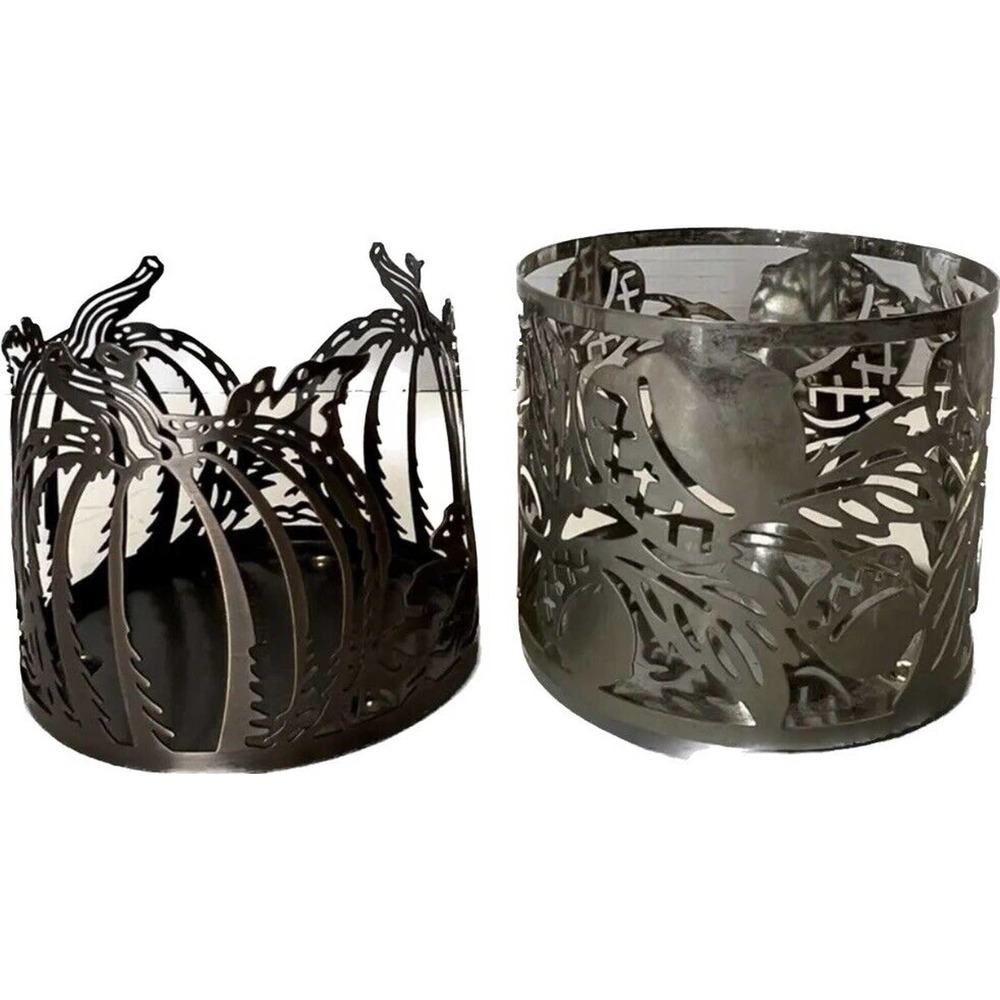 Fall Acorn Leaves + Pumpkin Metal 3 Wick Candle Holder Bath & Body Works Slatkin